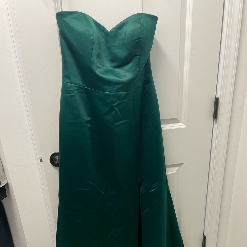 Beautiful Dessy Group Dark Green floor length dress